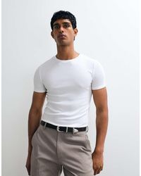 ASOS - T-Shirt Basic Attillata A Coste Bianca - Lyst