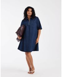 ONLY - Pleated Denim Mini Dress - Lyst