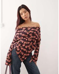 Susmie's - Susmies Bruma Off Shoulder Asymmetric Hem Long Sleeve Top - Lyst