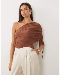 ASOS - Slinky Draped Asymmetric Top With Ruching Detail - Lyst