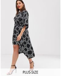 River Island Jurk Met Kimonomouwen En Kettingprint - Zwart