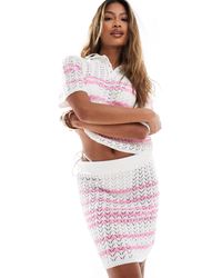 Miss Selfridge - Crochet Stripe Mini Skirt Co-ord - Lyst