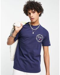 Tommy Hilfiger Timeless Circle Logo T-shirt in Blue for Men | Lyst