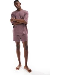 ASOS - – angerautes, geripptes loungewear-set - Lyst