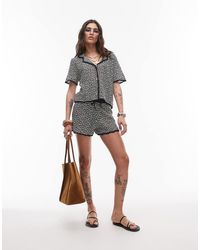 TOPSHOP - Knitted Crochet Look Pattern Short Co-ord - Lyst