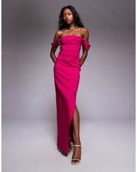 Vesper - – schulterfreies bengaline-maxikleid - Lyst