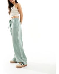 ASOS - Wide Leg Pull On Pants With Linen - Lyst