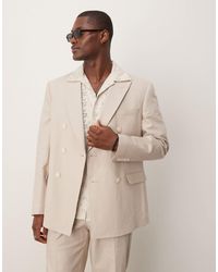 ASOS - Linen Blend Double Breasted Regular Suit Jacket - Lyst