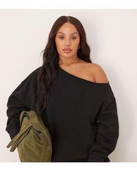 ASOS - Asos Design Curve Off Shoulder Brushback Sweatshirt - Lyst