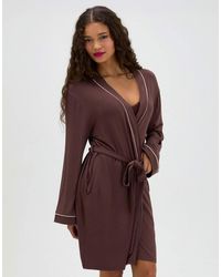 Boux Avenue - Soft Modal Short Dressing Gown With Contrast Piping Detail - Lyst