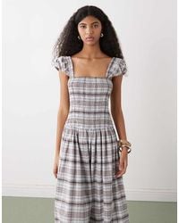Collusion - Shirred Cap Sleeve Midi Dress - Lyst