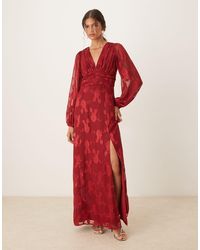 Maya - Floral Jacquard Blouson Sleeve Maxi Dress - Lyst