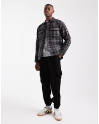 Only & Sons - Giacca Trapuntata Nera E Grigia A Quadri - Lyst