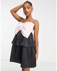 Pieces - – premium – gestuftes oversize-minikleid - Lyst