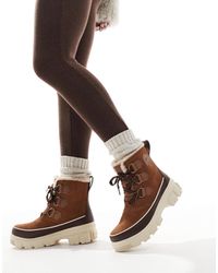 Sorel - – torino v wp – wasserdichte schneestiefel aus leder mit kunstpelzbesatz und fleecefutter - Lyst