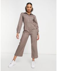 I Saw It First Puff-sleeved wide-legged Jumpsuit - Gray