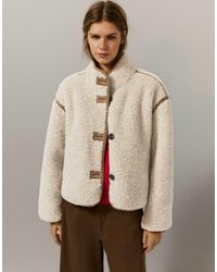 Pull&Bear - Jacke aus kunstlammfell mit stehkragen - Lyst