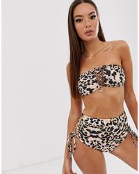 South Beach Bikini a fascia con stampa maculata - Multicolore