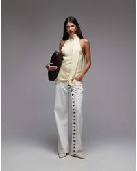 Lioness - Penny Asymmetric Button Detail Relaxed Leg Jeans - Lyst