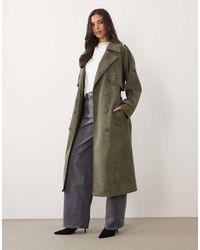 Aria Cove - Faux Suede Belted Trench Maxi Coat - Lyst