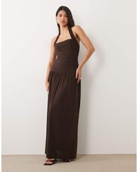 ASOS - Slinky Maxi Dress With Ruched Halter Neck - Lyst