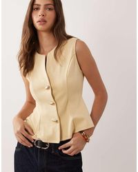 ASOS - Interlock Sleeveless Peplum Top With Gold Abstract Button Detail - Lyst