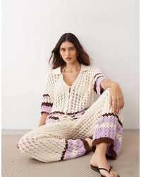 ARRANGE - Camicia All'Uncinetto Color Crema - Lyst