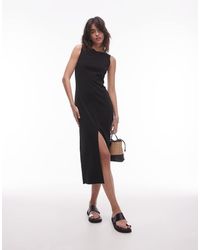 Mango - Boat Neck Midaxi Dress With From Split - Lyst