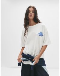 Pull&Bear - T-Shirt Color Ghiaccio Con Stampa Biliardo - Lyst