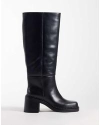ASOS - Cadence Block Heel Pull On Knee Boots - Lyst