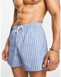 Abercrombie & Fitch 5inch Relaxed Fit Stripe Print Swim Shorts - Blue