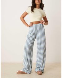 Vrg Grl - Fara Striped Wide Leg Slinky Trousers - Lyst