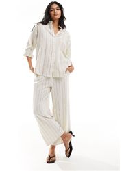 Stradivarius - Pull On Linen Look Cropped Pants - Lyst