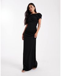 Six Stories - Bridesmaids Stretch Asymmetric Shoulder Detail Maxi Dress With Ruching - Lyst