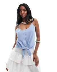 ONLY - Knot Front Cropped Vest - Lyst