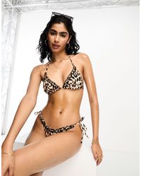 River Island - Frill Traingle Leopard Print Bikini Top - Lyst