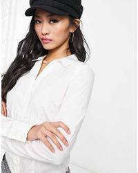 Vero Moda - Long Sleeve Shirt Bodysuit - Lyst