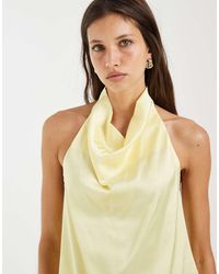 Pieces - Halter Neck Satin Asymmetric Hem Top - Lyst
