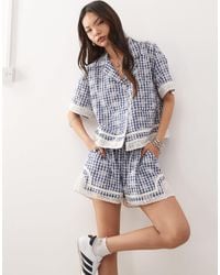 Reclaimed (vintage) - Festival Short Sleeve Resort Shirt With Crochet Trim - Lyst