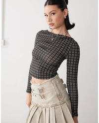 Reclaimed (vintage) - Slash Neck Long Sleeve Top - Lyst