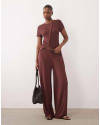 ASOS - Textured Knit Wide Leg Trouser Co-Ord - Lyst