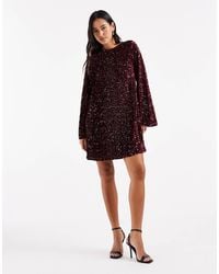 Pieces - Sequin Mini Dress With Ribbon Bow Back - Lyst