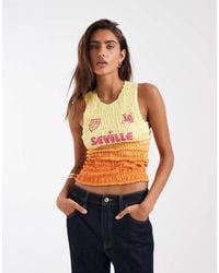 ASOS - Shirred Vest With Seville Football Graphic With Ombre Effect - Lyst