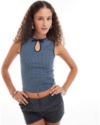 Motel - Monsela Mini Gingham Print Singlet Top - Lyst