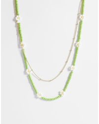 ONLY - 2-pack Beaded Daisy Necklace - Lyst