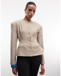 ASOS - Collarless Button Through Cinch Blazer - Charcoal - Lyst