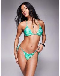 Candypants - Bikinibroekje Met Gestrikte Zijkant Met Kralen En Abstracte Print - Lyst