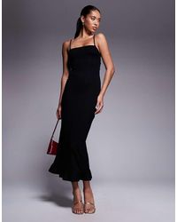 ASOS - Lace Up Back Strappy Cami Maxi Dress With Ruffle Hem - Lyst