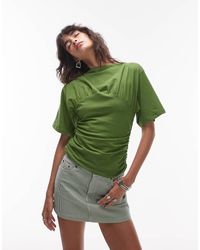 TOPSHOP - Top A Maniche Corte Con Dettaglio Arricciato - Lyst