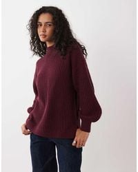 Vila - High Neck Oversized Chunky Knit Jumper - Lyst